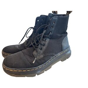 Dr Martens Combs Black Canvas Combat Boots Mens Womens Size 7 US L